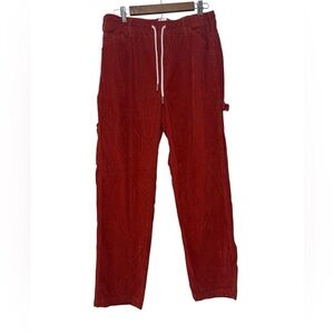 BDG Rust Red Corduroy Carpenter Pants with Drawstring Waist Size Large